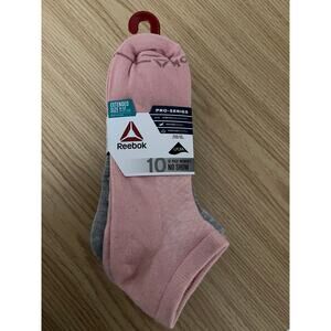 Reebok Pro-Series Womens No Show Socks Size 9-12 Lycra moisture control 10 Pack